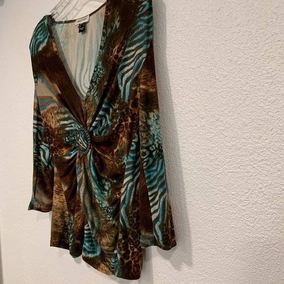 Bellessa Stretch Top V-Neck Ruched Top Womens Sz 4 - Picture 6 of 9